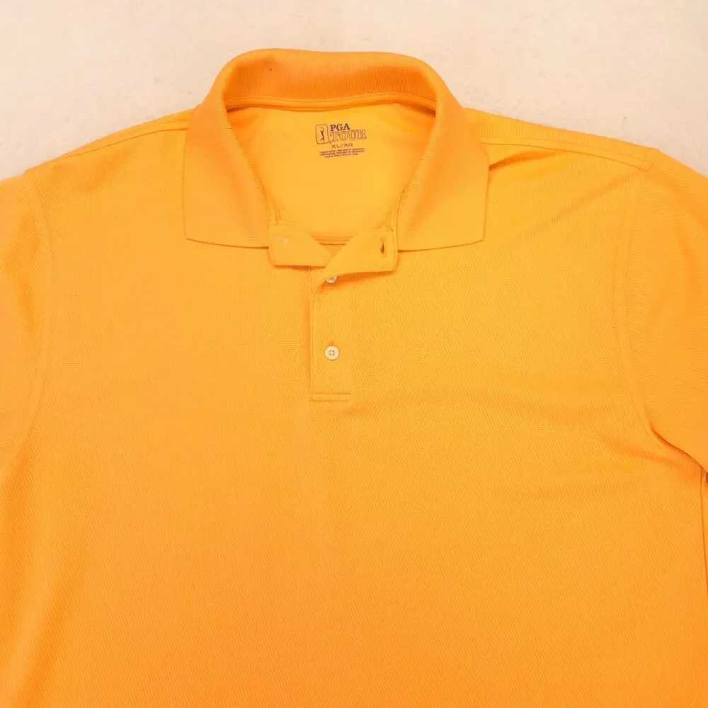 PGA Tour Casual Short Sleeve Collared Polo Shirt Adult Mens Size XL Orange